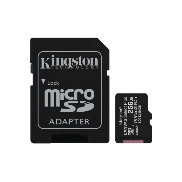 Micro SDXC Kingston 256GB Canvas Select Plus + Adattatore SDCS2/256GB