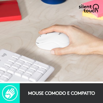 Tastiera Logitech MK295 Silent Wireless Combo RF QWERTY Italiano Bianco