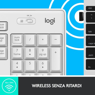 Tastiera Logitech MK295 Silent Wireless Combo RF QWERTY Italiano Bianco