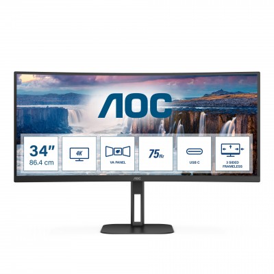 Monitor AOC CU34V5C BK 34'' WQHD VA HDMI DisplayPort FreeSync LED Nero