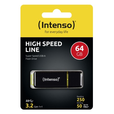 Pendrive Intenso High Speed Line 64 GB USB 3.2 Nero, Giallo