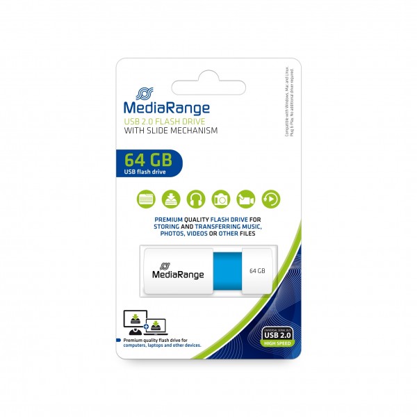 Pendrive MediaRange Color Edition 64 GB USB A 2.0 bianco blu