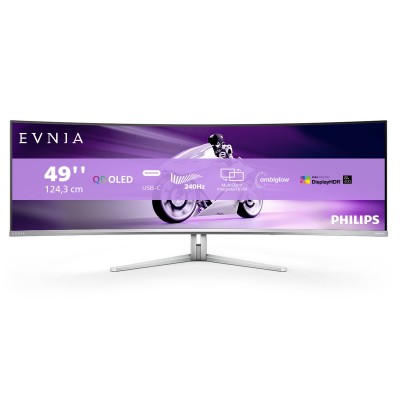 Monitor Philips Evnia 49M2C8900 49'' DQHD QD OLED HDMI DisplayPort USB-C Curvo HDR True Black 400 Bianco