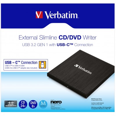 Masterizzatore Esterno Verbatim 43886 USB 3.2 Gen1 Type-C