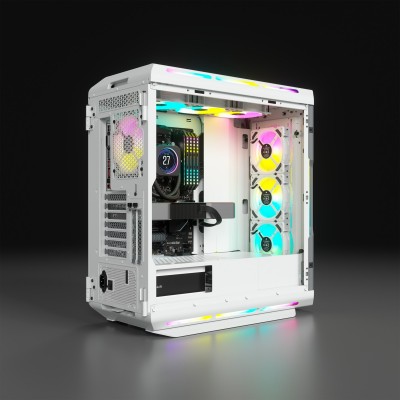 Case Corsair iCUE 5000T Midi-Tower RGB Vetro Temperato Bianco