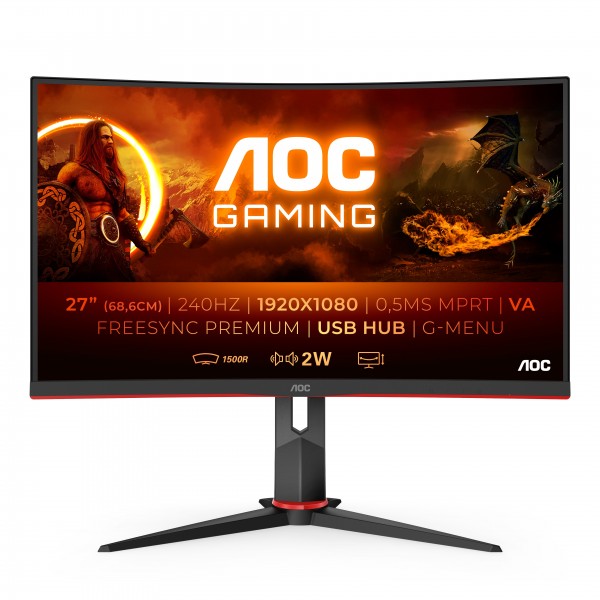 Monitor AOC C27G2ZU/BK 27'' FullHD VA AMD Free-Sync HDMI Nero/Rosso