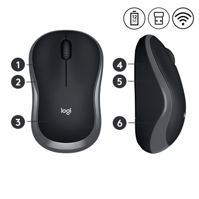 Mouse Logitech M185 Wireless Grigio