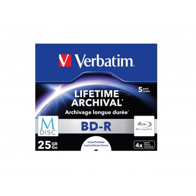 Blu-ray BD-R M-Disc Verbatim 25GB box 5 pezzi