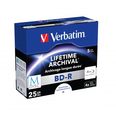 Blu-ray BD-R M-Disc Verbatim 25GB box 5 pezzi