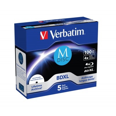 Blu-ray BD-R M-Disc Verbatim 100GB box 5 pezzi