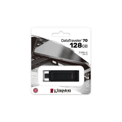 Pendrive Kingston DataTraveler 70 128 GB USB tipo-C 3.2 Nero