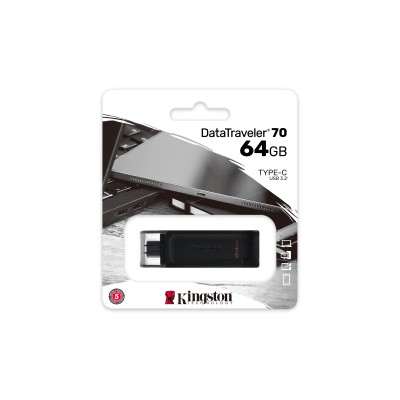 Pendrive Kingston DataTraveler 70 64 GB USB tipo-C 3.2 Nero