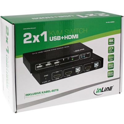 Switch KVM HDMI InLine 4K 2K a 2 vie con audio