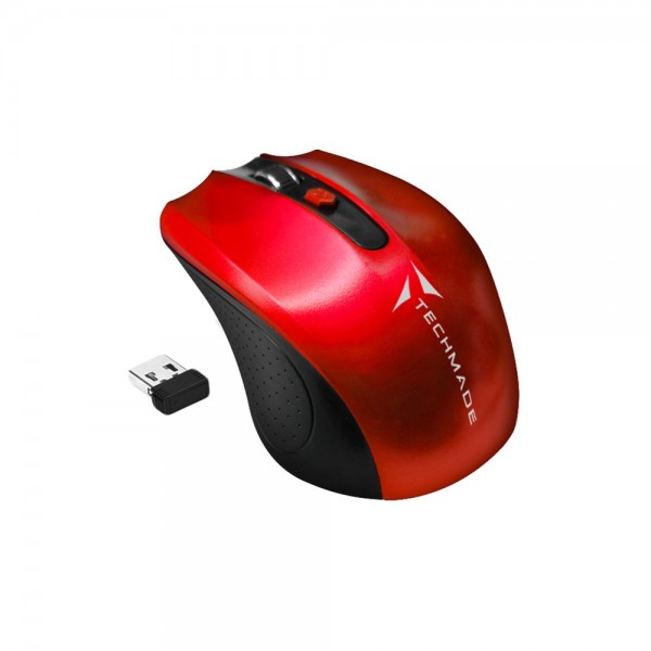 Mouse TECHMADE OTTICO WIRELESS USB ROSSO