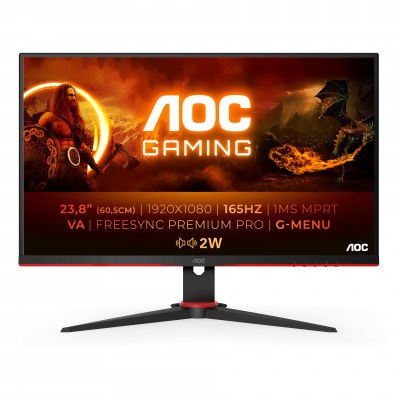 Monitor AOC 24G2SAE BK 24'' FullHD VA AMD Free-Sync Nero Rosso