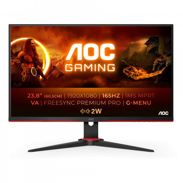 Monitor AOC 24G2SAE/BK 24'' FullHD VA AMD Free-Sync Nero/Rosso