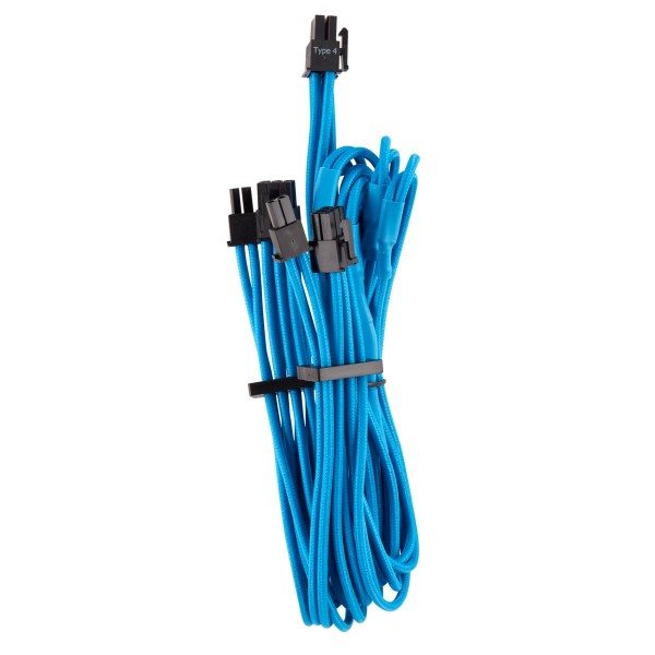 Corsair Premium Sleeved PCIe Dual-Kabel, (Gen 4) - Blu