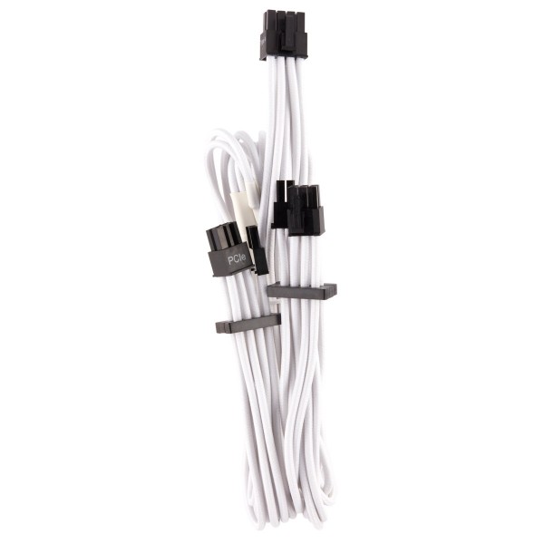 Corsair Premium Sleeved PCIe Dual-Kabel, (Gen 4) - Bianco