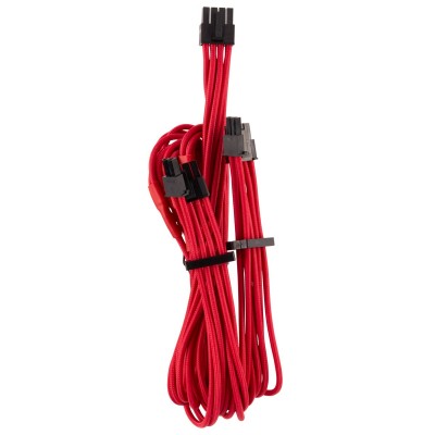 Corsair Premium Sleeved PCIe Dual-Kabel, (Gen 4) - Rosso