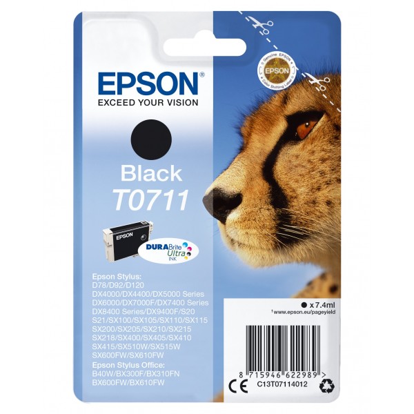 Cartuccia Epson d'inchiostro nero C13T07114012 T0711 ~245 pagine 7,4ml