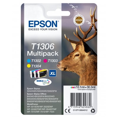 Multipack Epson ciano   magenta   giallo C13T13064012 T1306 3 cartucce d'inchiostro T1302 + T1303 + T1304