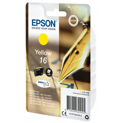 Cartuccia Epson d'inchiostro giallo C13T16244012 T1624 ~165 pagine 3,1ml standard