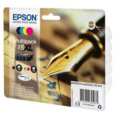 Multipack Epson nero   ciano   magenta   giallo C13T16364012 T1636 4 cartucce d'inchistro XL T1631 + T1632 + T1633 + T1634