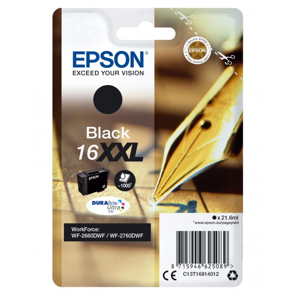 Cartuccia Epson d'inchiostro nero C13T16814012 T1681 ~1000 pagine 21,6ml XXL Patrone