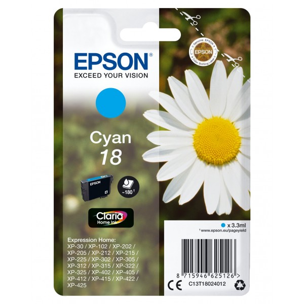 Cartuccia Epson C13T18024012 T1802 Ciano