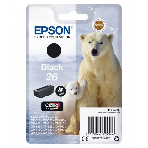 Cartuccia Epson d'inchiostro nero C13T26014012 T2601 ~220 pagine 6,2ml standard