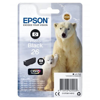 Cartuccia Epson d'inchiostro Nero C13T26114012 T2611 ~200 pagine 4,7ml standard