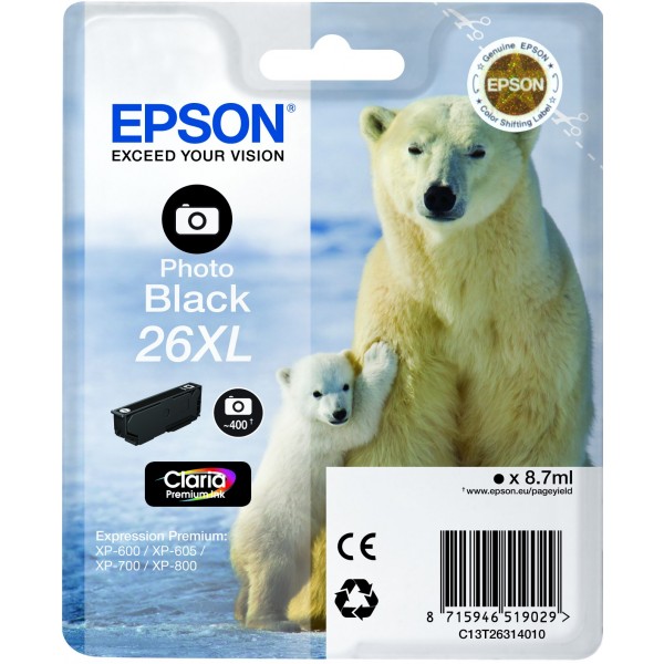 Cartuccia Epson C13T26314010 T2631 Nero Fotografico XL