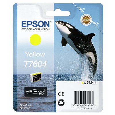 Cartuccia Epson C13T76044010 T7604 Giallo Ultra Chrome HD