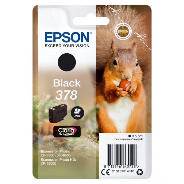 Cartuccia Epson d'inchiostro nero C13T37814010 378 ~240 pagine 5,5ml