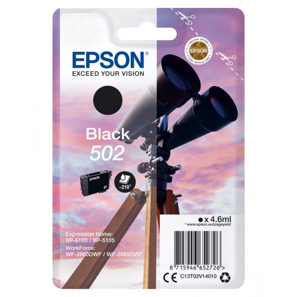 Cartuccia Epson d'inchiostro nero C13T02V14010 502 210 pagine 4.6ml