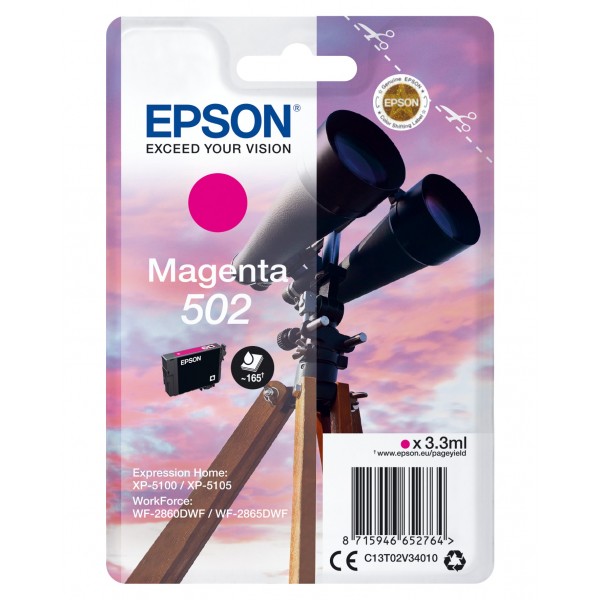 Cartuccia Epson d'inchiostro magenta C13T02V34010 502 165 pagine 3.3ml