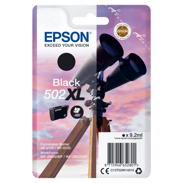 Cartuccia Epson d'inchiostro nero C13T02W14010 502XL 550 pagine 9.2ml