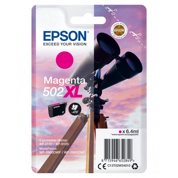 Cartuccia Epson d'inchiostro magenta C13T02W34010 502XL 470 pagine 6.4ml