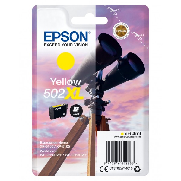 Cartuccia Epson d'inchiostro giallo C13T02W44010 502XL 470 pagine 6.4ml