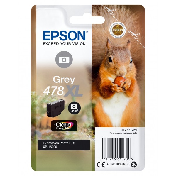 Cartuccia Epson d'inchiostro Grigio C13T04F64010 478XL 11.2ml