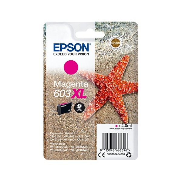 Cartuccia Epson d'inchiostro magenta C13T03A34010 603XL 350 pagine