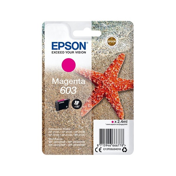 Cartuccia Epson d'inchiostro magenta C13T03U34010 603 130 pagine