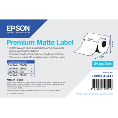 Etichette Epson C33S045417 Premium Matte 51mm x 35m