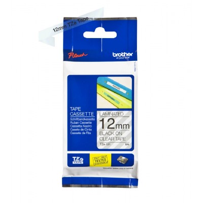 Nastro Brother Laminato Nero Su Trasparente TZe-131 TZ-131 12mm x 8m