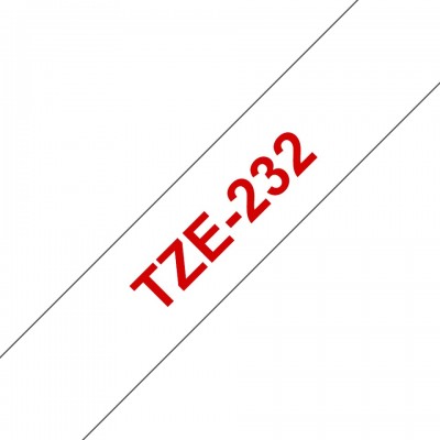 Nastro Brother Laminato Rosso Su Bianco TZe-232 TZ-232 12mm x 8m