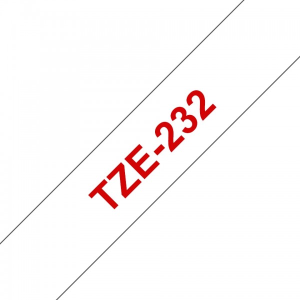 Nastro Brother Laminato Rosso Su Bianco TZe-232 TZ-232 12mm x 8m