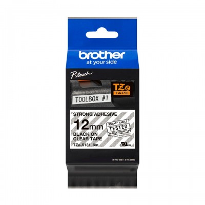 Nastro Brother Laminato Nero Su Trasparente TZe-S131 TZ-S131 12mm x 8m