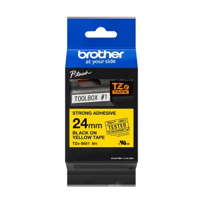 Nastro Brother Laminato Nero Su Giallo TZe-S651 TZ-S651 24mm x 8m