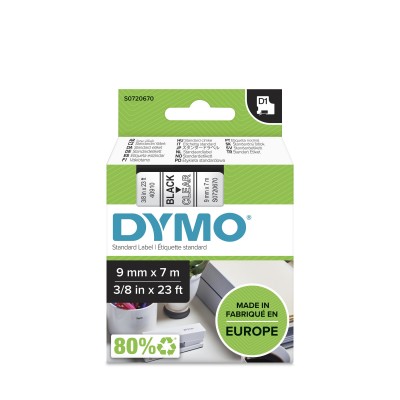 Nastro DYMO Nero su trasparente S0720670 40910 9mm x 7m nastro standard D1