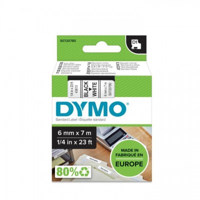 Nastro DYMO laminato nero su bianco S0720780 43613 6mm x 7m, standard D1